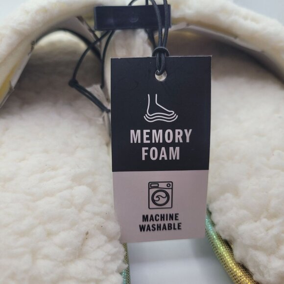 Slippers Merry Bright Sherpa Memory Foam Pink Rainbow Womens M 7 8 New Slide - Picture 6 of 8